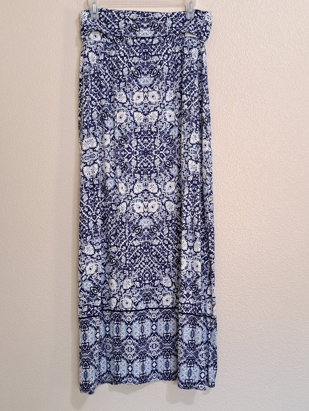 Artisan NY Stretchy Rayon Maxi Skirt Fold Over Waistband Large Boho